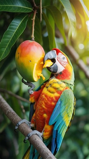 Mango Madness! A Parrot's Ultimate Fruit Feast. #birdlife #birds #nature #animals | BIRDS of the World