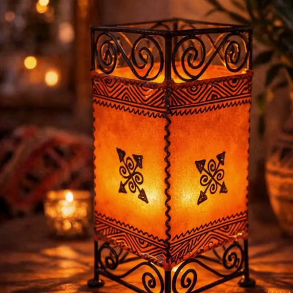 Handmade Moroccan Leather Lantern, Wrought Iron Frame, Berber Patterns, Boho Decor Light - Etsy