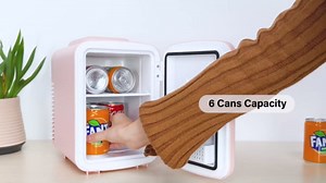 Simple Deluxe Mini Fridge, 4L/6 Can Portable Cooler & Warmer Freon-Free Small Refrigerator Provide Compact Storage for Skincare, Beverage, Food, Cosmetics, 4 L, Black