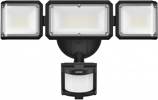 LEPOWER 42W LED Security Lights Motion Sensor Outdoor Light, 4200LM Dusk to Dawn Flood Light, Innovative Head Design, 3 Modes, 5000K, IP65 Waterproof, 3 Head Motion Detected for Garage, Yard