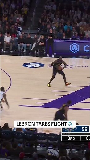 LeBron soars for the powerful one-hand jam 💥