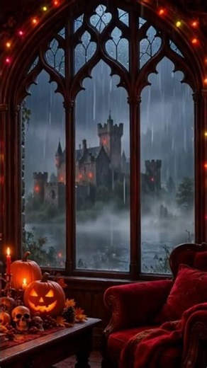 Rainy Halloween castle ambience