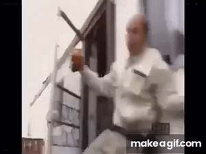 Jim Lahey falling down stairs meme on Make a GIF
