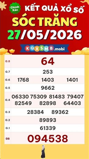 Soc Trang Lottery May 27 - XSST - SXST - XSSTR - Soc Trang Lottery Today