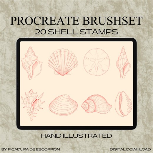 Shell Tattoo Procreate Brushes – 20 Traditional Tattoo Stamp Brushes, Flash Design Tools, Stencil-ready Procreate Brushset - Etsy