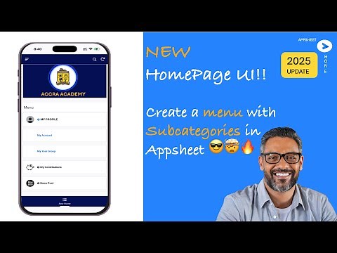 NEW 2025 AppSheet Homepage! Create a Modern Menu with Sub-Categories (UI/UX Upgrade)