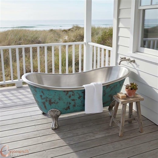 Verdigris Clawfoot Copper Bathtub 💚✨ Timeless Luxury