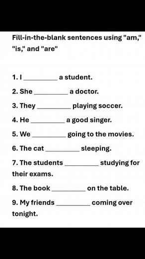 English Grammar worksheets Verb is am are | Divine Light Special