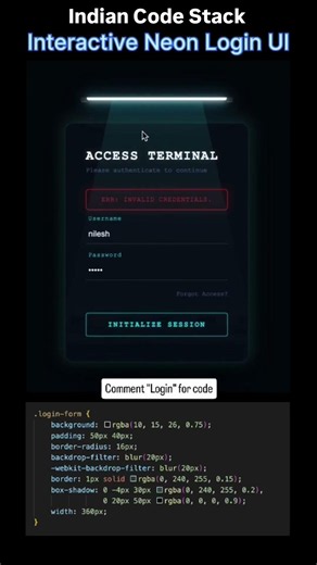 Create a Futuristic Neon Login UI ⚡🔐✨