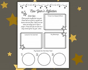 Christian New Year's Reflection Worksheet: Kids' Goals & Prayer (PDF Download) - Etsy