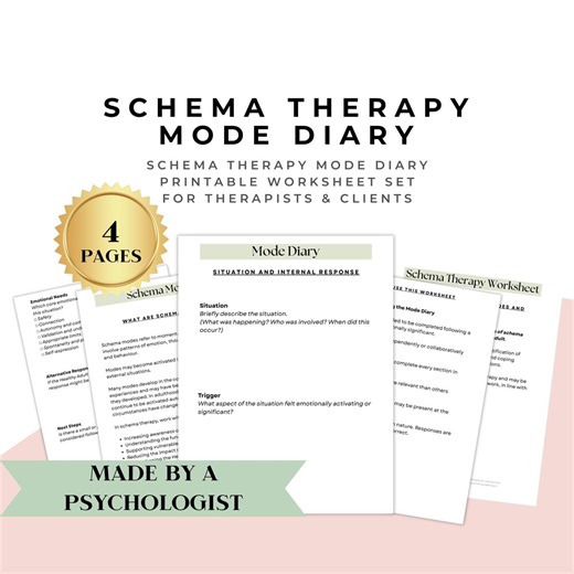 Schema Therapy Mode Diary Worksheet | Schema Therapy Worksheets for Therapists & Clients | Printable PDF - Etsy