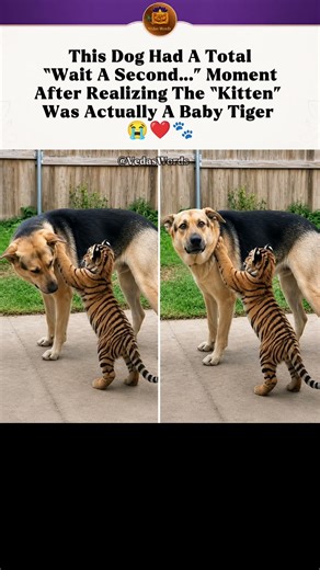 Dog Realizes His New "Kitten" Friend is Actually a Baby Tiger! 🐯🐶 #shorts #funny #meme #animallovers