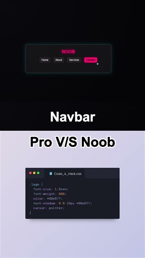 Navbar noob vs pro | Responsive navbar in html css javascript | web development #shorts #foryou