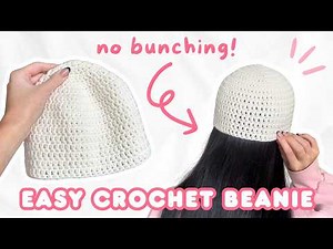 EASY crochet beanie tutorial for BEGINNERS ♡ no bunch crochet beanie hat tutorial (no magic ring!)