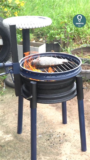 3.4M views · 69K reactions | Creative Idea - Making Outdoor Rocket Stove BBQ From Old Car Rim - Craft Tips and Tricks. | Cʀᴀꜰᴛs Tɪᴘs | Facebook