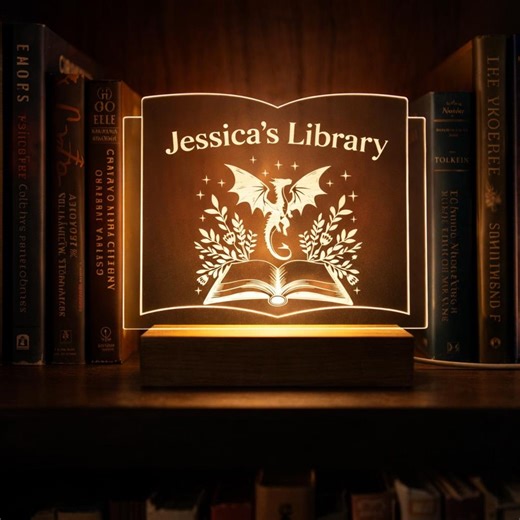 Personalized Library Sign Light, Book Lover Gift, Home Library Decor, Bookshelf Decor, Bookish Gifts, Gift for Her Birthday - Etsy