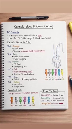 Cannula sizes & color Coding #creatorsearchinsights #Medical #Nursing #healthcare #HealthEducation