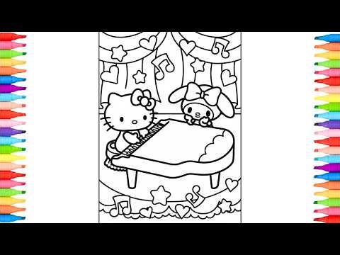 Coloring Pages Kawaii Hello Kitty Playing Piano For My Melody | NCS Music