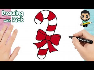 How To Draw A Candy Cane Easy Step By Step - Drawing with Rick ✨