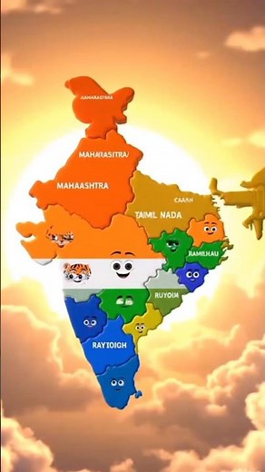Map of India with States & Capitals 🇮🇳 | Colorful States, Borders, Rivers & Farmland