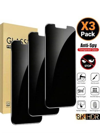 3pcs - Privacy Tempered Glass Screen Protector For IPhone 17 Pro Max. High-Hardness Tempered Glass Provides Daily Privacy Protection. Smooth Touch, Sensitive Touch, Professional Privacy Technology. Suitable For IPhone 17 Pro/17 Air/17/17E/16 Pro Max/16 Pro/16 Plus/16/16E/15/14/13/12/11 And Other Models. Compatible With Various Phone Cases And Accessories. Provides Phone Protection And Privacy Protection. | SHEIN