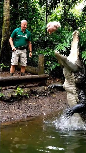Crocodile Eating Its Favorite Snack — Chicken 🐊🍗 Real Wild Feeding #wildlife #nature #naturelovers