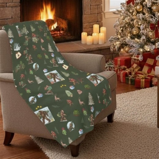 Sasquatch Christmas Fleece Blanket: Funny Bigfoot Holiday 60x80" Throw Gift - Etsy