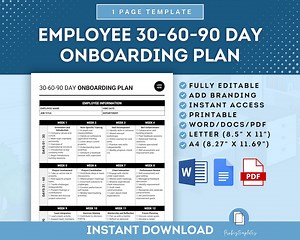 Employee 30-60-90 Day Onboarding Plan, HR Onboarding Template, New Hire Checklist, New Hire Performance Goal Setting Plan, 90 Day Checklist - Etsy