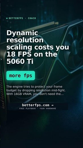 Dynamic resolution scaling costs you 18 FPS on the 5060 Ti