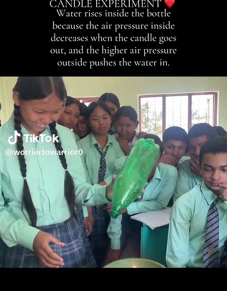 Water and Candle Experiment Demonstrating Air Pressure