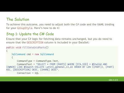 How to Bind Multiple DataSet Columns to a GroupStyle TextBlock in WPF