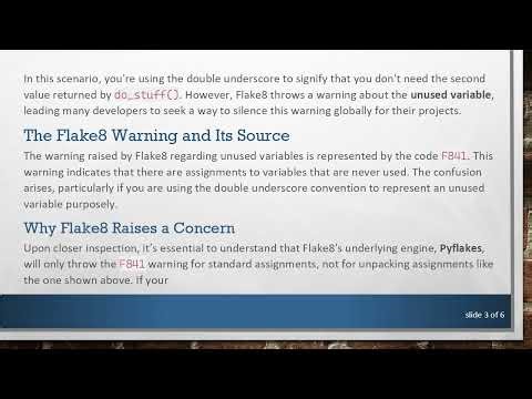 How to Silence Flake8 for Unused Double Underscore Variables in Your Python Project