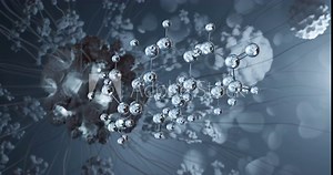 Mesterolone, rotating 3D model of proviron, seamless looped video, molecular structure with selective focus