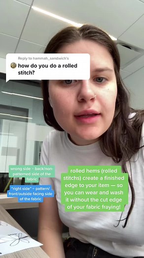 Reply to @hammah_sandwich here’s a quick guide on doing a rolled hem (rolled stitch).