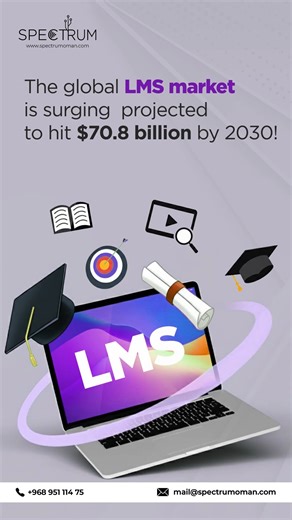 The global LMS market is surging projected to hit $70.8 billion by 2030! Ready to transform education? Let's shape the future of learning together #LearningManagementSystem #EdTech #OnlineLearning #DigitalEducation #CustomSoftware Ride your brand to SUCCESS! 📞 Call NOW : 968 95 111 475 📧 mail@spectrumoman.com 🌐 www.spectrumoman.com #spectrumoman #digitlamarketingagencyinmuscat #webdesign #digitlamarketingagencyoman #onlinemarketingagency #seoagencyinmuscat #seo #sem #wordpresswebsites #oman #