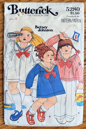 Vintage 70s Betsey Johnson Girls Sailor Dress, Top & Pants Sewing Pattern - Butterick 5280 FF (size 3) - Etsy