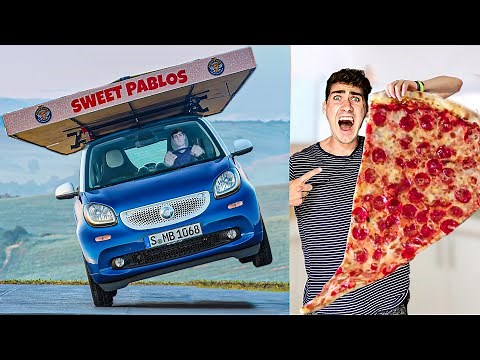 Delivering World's LARGEST Pizza in World's SMALLEST Car