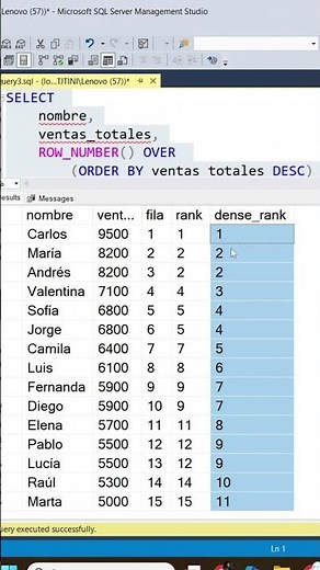 Window Functions in SQL Server: ROW_NUMBER, RANK, and DENSE_RANK — when to use each one 🏆