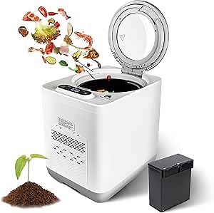 Composter Upgraded Electric Kitchen composting Machine converts Food Waste into Compost Without damaging Roots and Stems -3.8L Odor Absorbing countertop with Visible Glass Cover and Low Noise