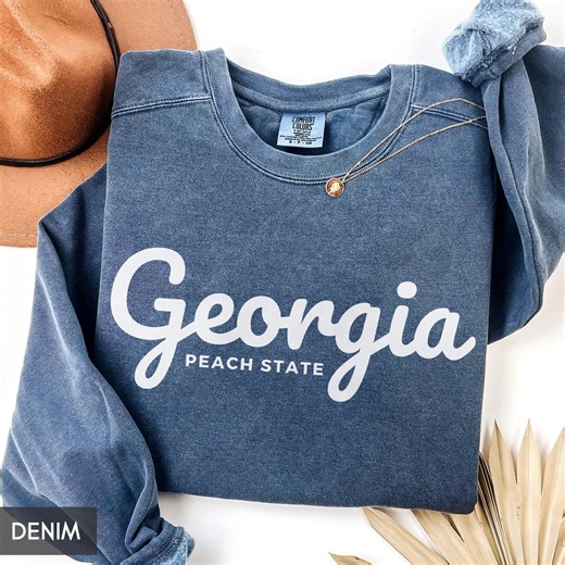 Comfort Colors® Georgia Sweatshirt, Peach State Gift for Him Her, Vintage Retro Georgia Hoodie, Georgia Family Vacation Travel Outfit - Etsy