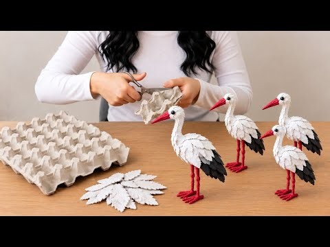 🦢 You Won’t Believe This 3D Stork Is Made From an Egg Carton! 🤯 | DIY Craft