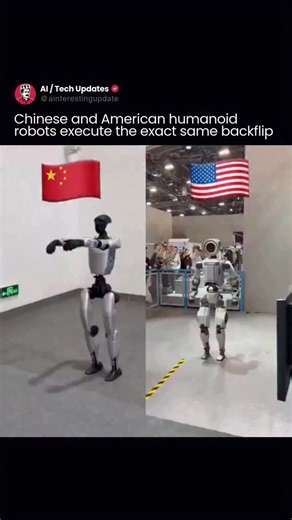 AI / Tech Updates on Instagram: "Boston Dynamics still has room to improve to truly catch up. It’s wild to see Chinese and U.S. humanoid robots landing the same backflip, but context matters. While it may look like Boston Dynamics is falling behind, Atlas is significantly larger and heavier, designed for real-world industrial and factory applications. As size and weight increase, executing dynamic maneuvers like backflips becomes exponentially more difficult. A more fair comparison would be Atla