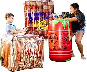 Amazon.com: Dazmers Inflatable Battle Obstacles Set - Inflatable Bunker Fort - 3 Inflatable Barriers - Barrel, Container Box and Wall - Laser Tag, Paintball, Dart Blaster, Water and Airsoft Guns : Toys & Games