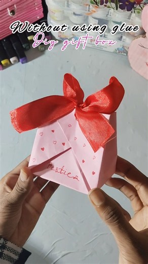 diy 🌷 cute gifted box using without glue 🌷💞🎀 #diy #craft #viral #viral