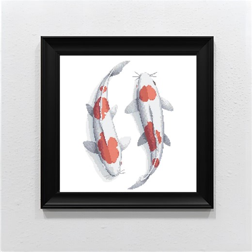 Japanese Koi Fish Cross Stitch Pattern | Oriental Zen Art (PDF Pattern) - Etsy