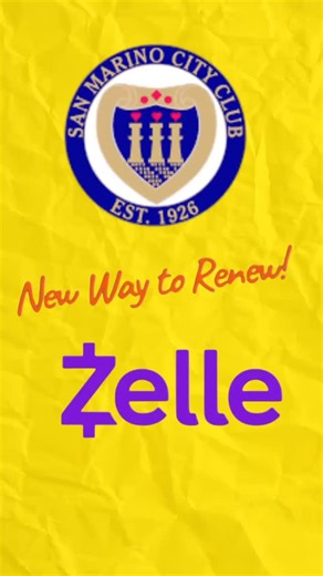 The San Marino City Club accepts Zelle® as a convenient and secure way to pay the Early Bird Renewal dues. To submit payment, access Zelle through your online or mobile banking app and send $265 to San Marino City Club using the email address Treasurercityclub@gmail.com. In the memo or note field, please include “Early Bird Renewal” to ensure your payment is properly credited. Please confirm the recipient information before completing the transaction | San Marino City Club | Facebook