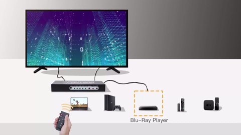 HDMI 2.0 Switch 5 Port 4K@60Hz Auto-Switching – 5 in 1 Out with Remote, HDR10, 3D, Ultra HD for PS5/Xbox/PC/Fire TV, Zero Delay