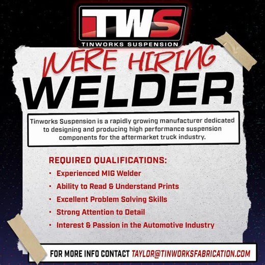 Tinworks Fabrication | With so many new C10 products and the amazing support of our customers, we are looking to add another welder to our team. This is a full... | Instagram
