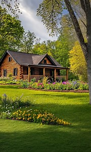 Peaceful retreat surrounded by nature’s vibrant beauty. 🌿 | Log Cabins