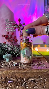 2025 will be your year! 🤩💪🏼 Use this spell jar to help manifest what you want in 2025! Add ingredients that match your intentions & goals. For example ✨Money rice & cinnamon can bring in good luck & abundance. ✨Rose petals and orange: self love, confidence & happiness. ✨Rosemary and salt: protection & remove negativity 🔮➡️ Best 2025 spell jars are available over on my website www.mysticprimrose.com #witchcraft | mysticprimrose